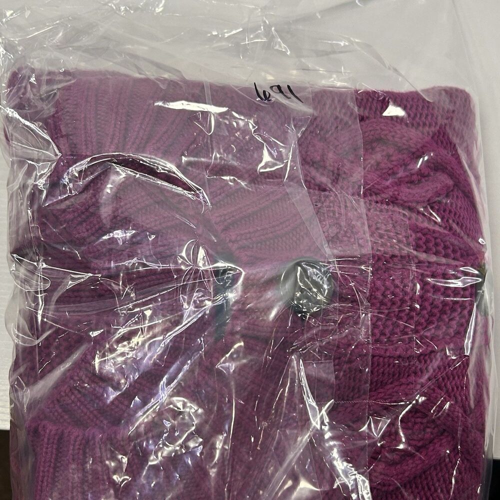 Lands' End Cardigan Womens 3X Chunky Cable Knit Pink 100% Cotton 3 Button - Picture 8 of 8